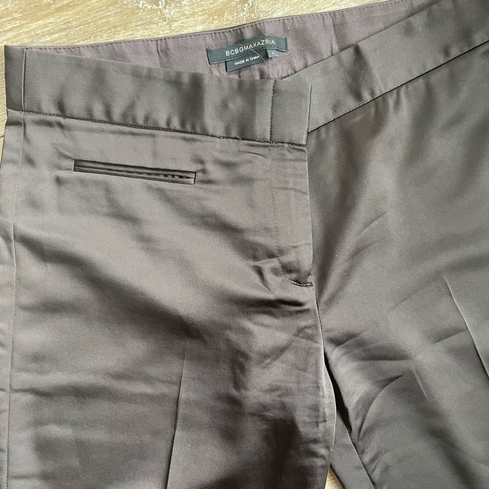BCBGMAXAZRIA brown satin dress pants size 4